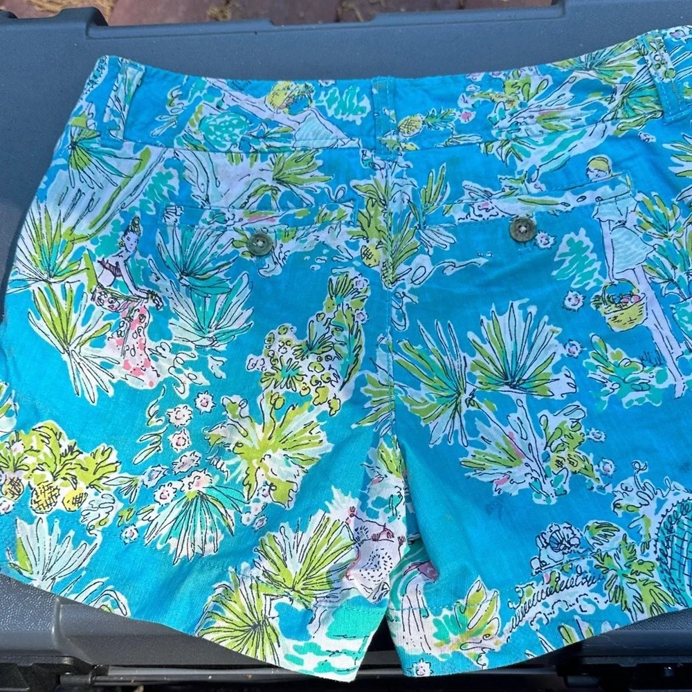 Lilly Pulitzer Turquoise Tropical Print Shorts - Picture 3 of 8